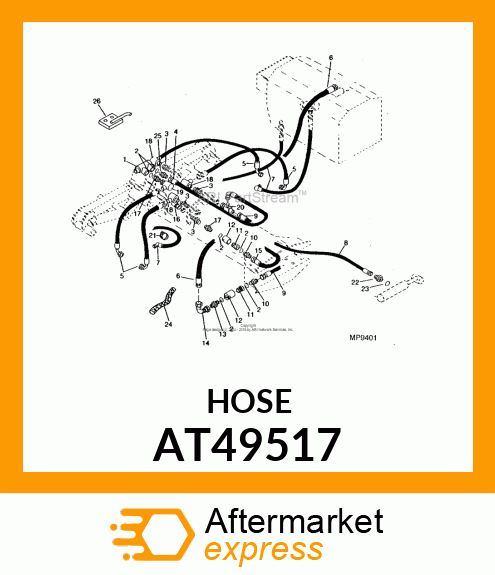 HOSE,HYDRAULIC,GRAPPLE HEAD AND ROD AT49517