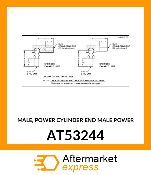 MALE, POWER CYLINDER END MALE POWER AT53244