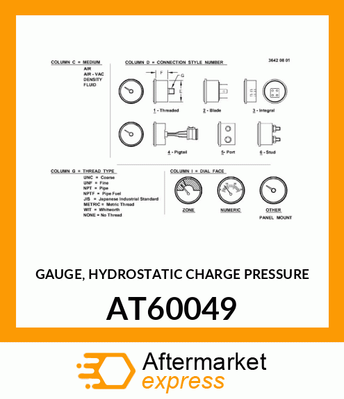 GAUGE, HYDROSTATIC CHARGE PRESSURE AT60049