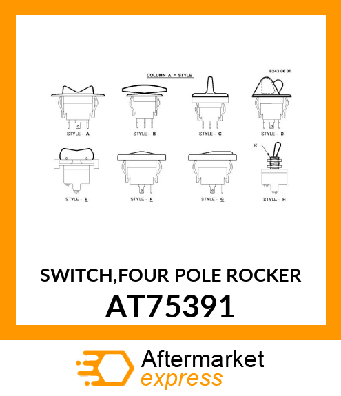 SWITCH,FOUR POLE ROCKER AT75391