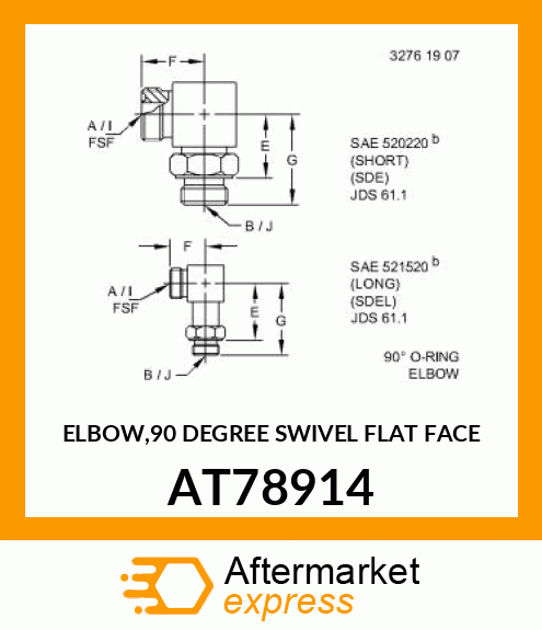 ELBOW,90 DEGREE SWIVEL FLAT FACE AT78914