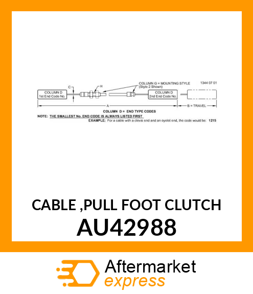 CABLE ,PULL FOOT CLUTCH AU42988
