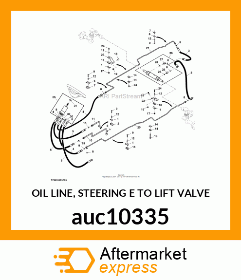 OIL LINE, STEERING E TO LIFT VALVE auc10335