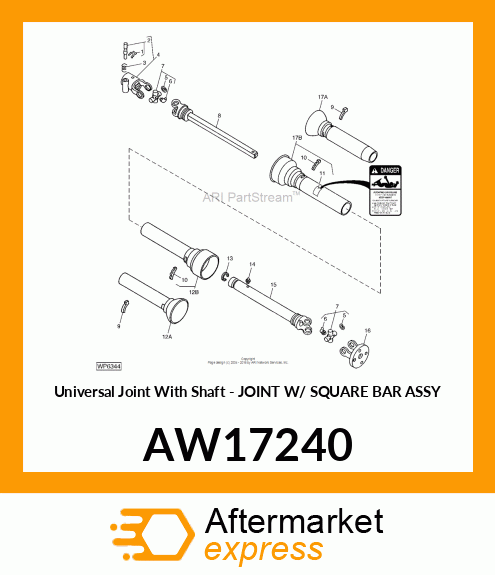 Universal Joint With Shaft - JOINT W/ SQUARE BAR ASSY AW17240