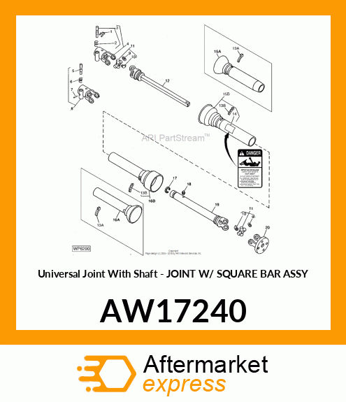 Universal Joint With Shaft - JOINT W/ SQUARE BAR ASSY AW17240