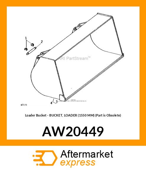 Loader Bucket - BUCKET, LOADER (1550 MM) (Part is Obsolete) AW20449