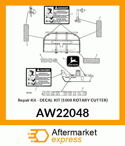 Repair Kit - DECAL KIT (1008 ROTARY CUTTER) AW22048