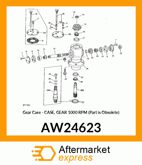 Gear Case - CASE, GEAR 1000 RPM (Part is Obsolete) AW24623