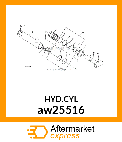 CYLINDER, HYD. LIFT (57.15 BORE) aw25516