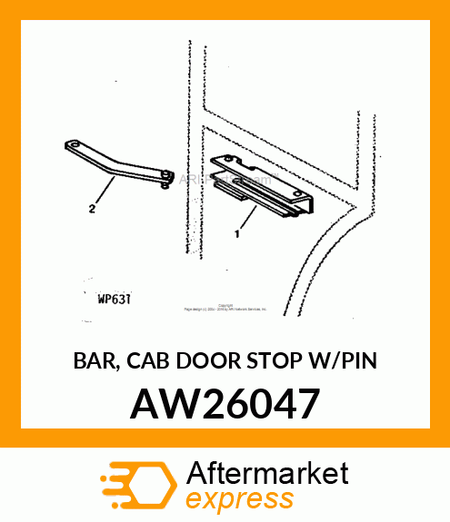 BAR, CAB DOOR STOP W/PIN AW26047