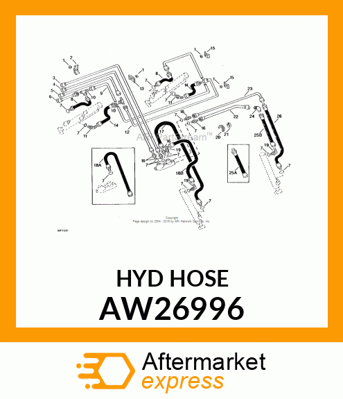 HOSE, HYDRAULIC (9.52 X 750 MM) AW26996