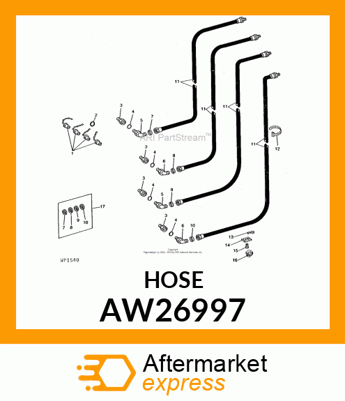 HOSE, HYDRAULIC (9.52 X 1450 MM) AW26997