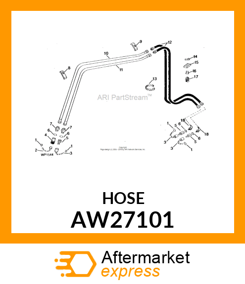 Hydraulic Hose - HOSE, HYDRAULIC (9.52 X 3150 MM) AW27101