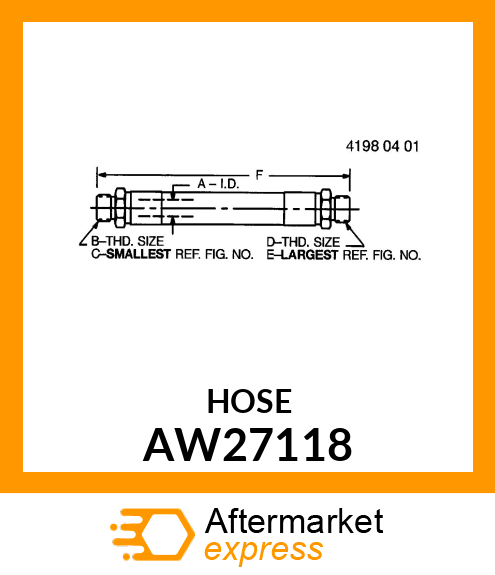 HOSE, HYDRAULIC (9.52 X 425 MM) AW27118
