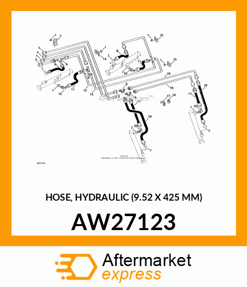 HOSE, HYDRAULIC (9.52 X 425 MM) AW27123
