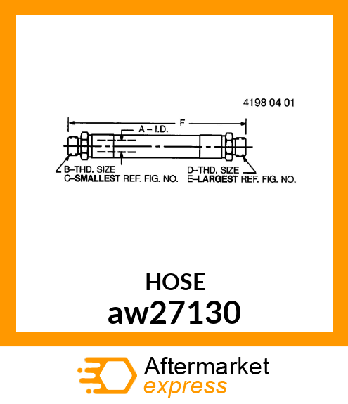 HOSE, HYDRAULIC (12.7 X 810 MM) aw27130