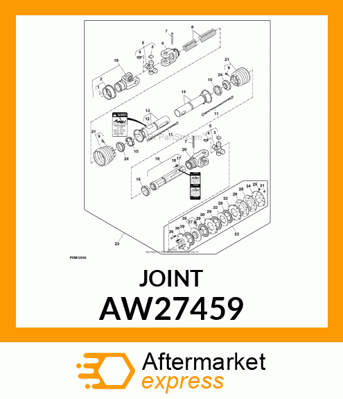 UNIVERSAL JOINT YOKE, YOKE ASSY. 1 AW27459