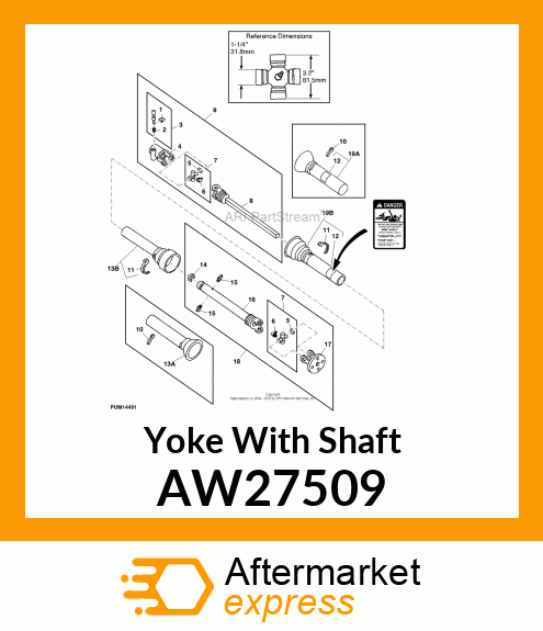 YOKE W/SHAFT AW27509