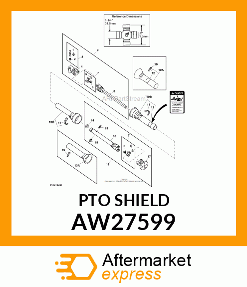 POWERSHAFT SHIELD W/BEARINGS AW27599