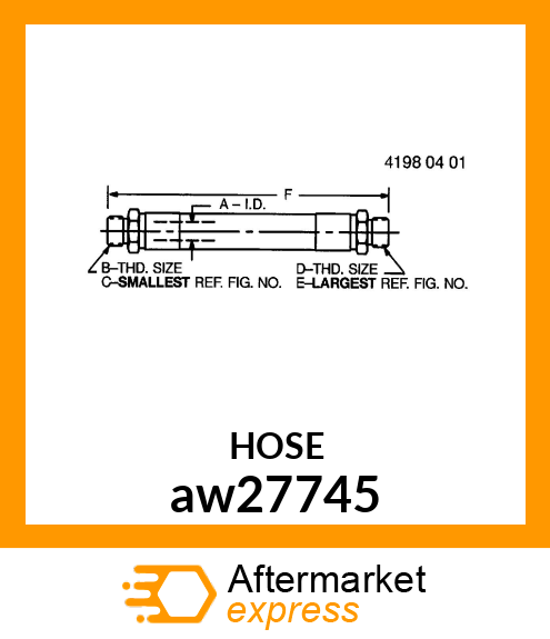 HOSE, HYDRAULIC (12.7 X 1900 MM) aw27745