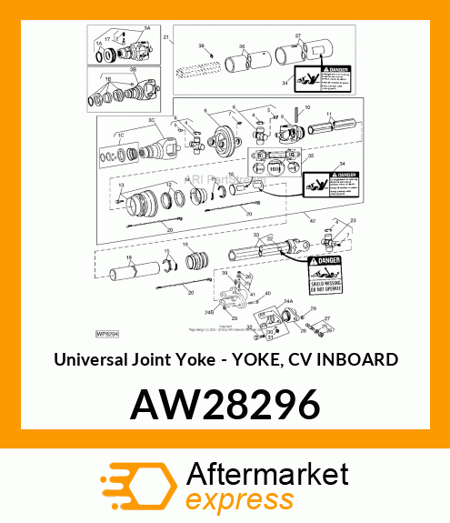 Universal Joint Yoke - YOKE, CV INBOARD AW28296