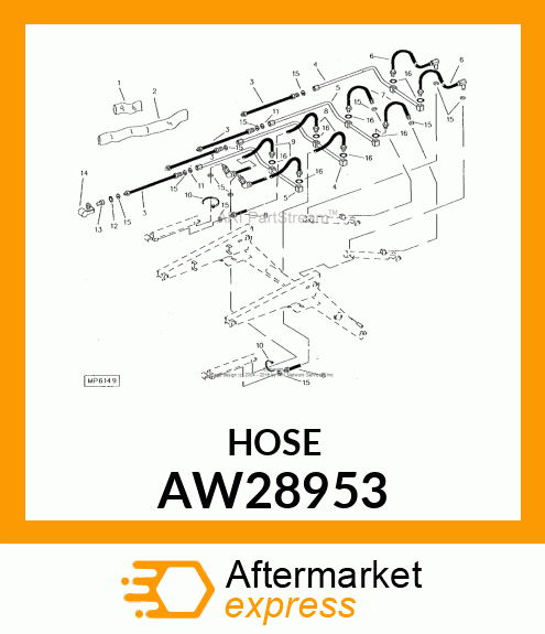 HOSE, HYDRAULIC, 1/4" I.D. X 20" AW28953