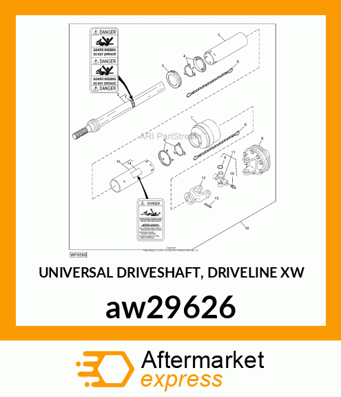 UNIVERSAL DRIVESHAFT, DRIVELINE XW aw29626