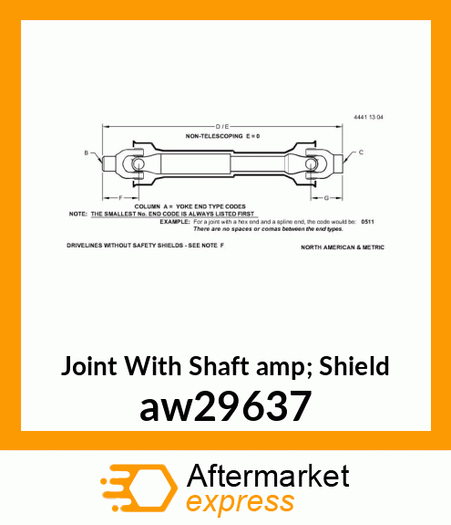 Joint With Shaft amp; Shield aw29637