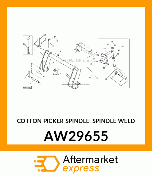 COTTON PICKER SPINDLE, SPINDLE WELD AW29655