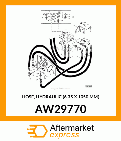 HOSE, HYDRAULIC (6.35 X 1050 MM) AW29770