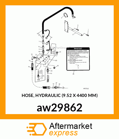 HOSE, HYDRAULIC (9.52 X 4400 MM) aw29862