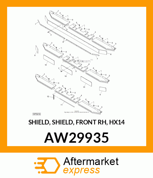 SHIELD, SHIELD, FRONT RH, HX14 AW29935