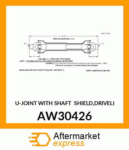 Joint With Shaft amp; Shield AW30426