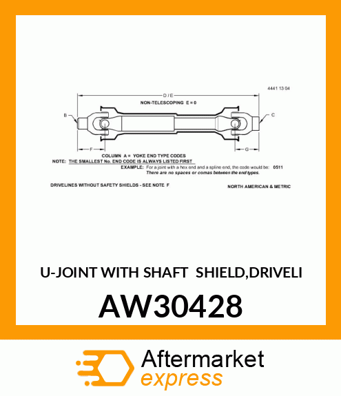 Joint With Shaft amp; Shield AW30428