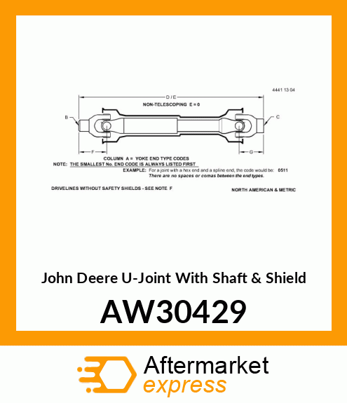 Joint With Shaft amp; Shield AW30429