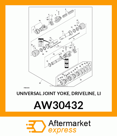 UNIVERSAL JOINT YOKE, DRIVELINE, LI AW30432