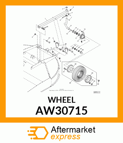 WHEEL, 4 X 8 LAMINATED TIRE AW30715