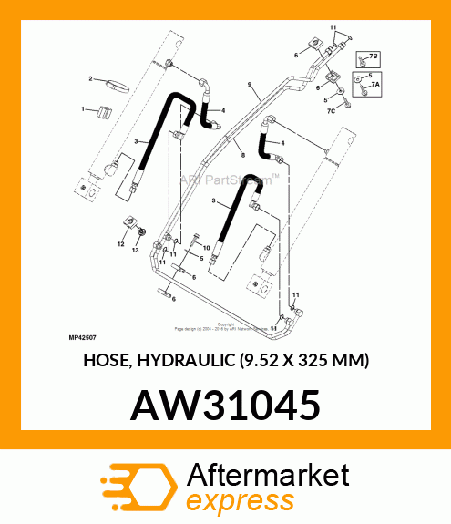 HOSE, HYDRAULIC (9.52 X 325 MM) AW31045