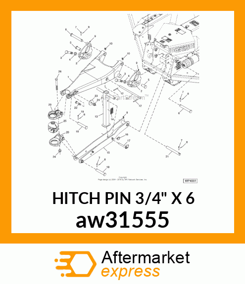 HITCH PIN 3/4" X 6 aw31555