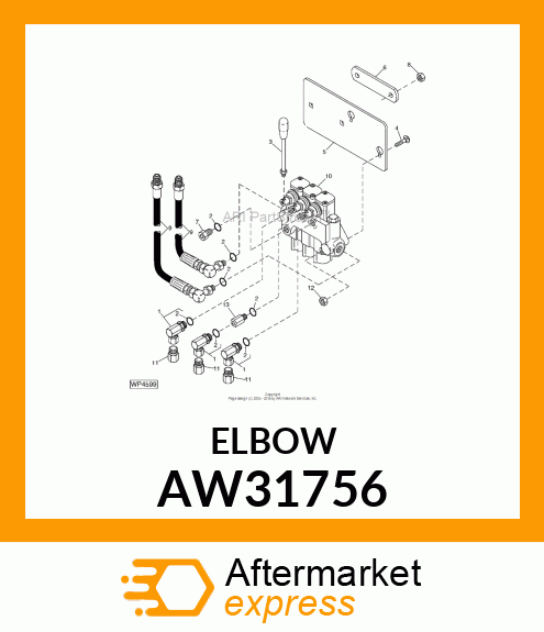 ELBOW FITTING, FITTING, O RING FACE AW31756