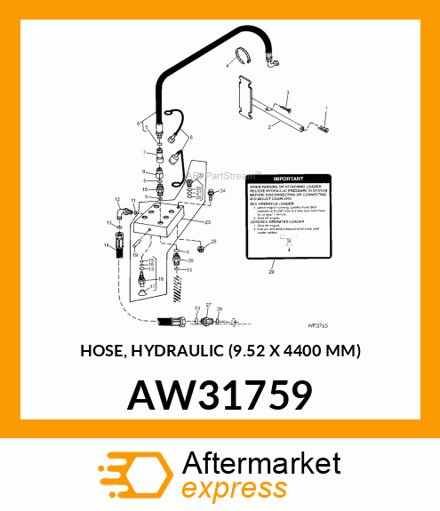 HOSE, HYDRAULIC (9.52 X 4400 MM) AW31759