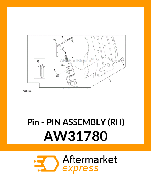 Pin - PIN ASSEMBLY (RH) AW31780