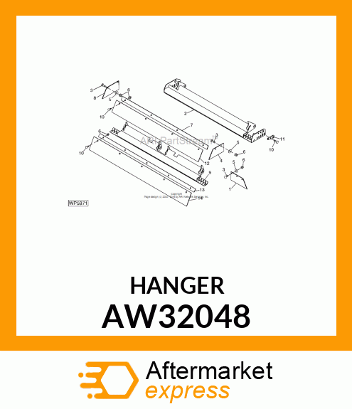 HANGER, RUBBER LEFT, 15 FT AW32048