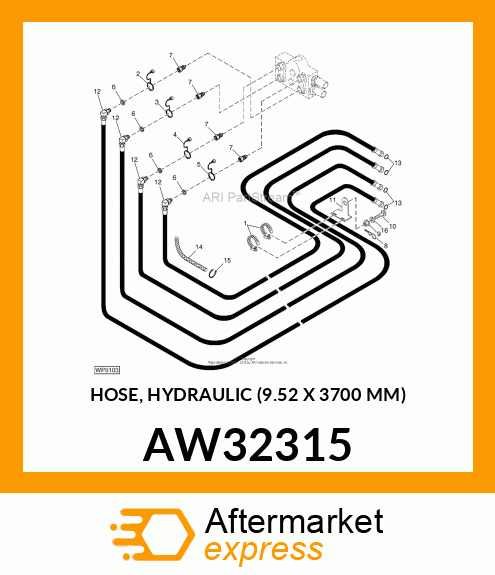 HOSE, HYDRAULIC (9.52 X 3700 MM) AW32315