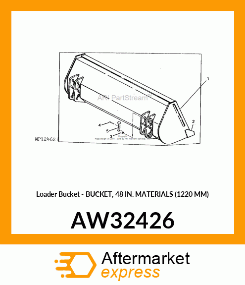 Loader Bucket - BUCKET, 48 IN. MATERIALS (1220 MM) AW32426