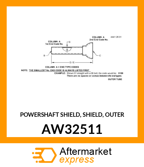 POWERSHAFT SHIELD, SHIELD, OUTER AW32511