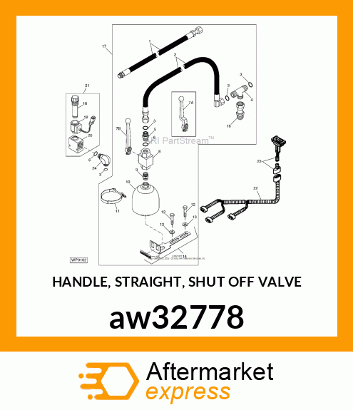 HANDLE, STRAIGHT, SHUT OFF VALVE aw32778