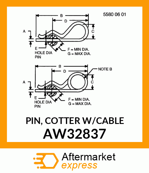 PIN, COTTER W/CABLE AW32837