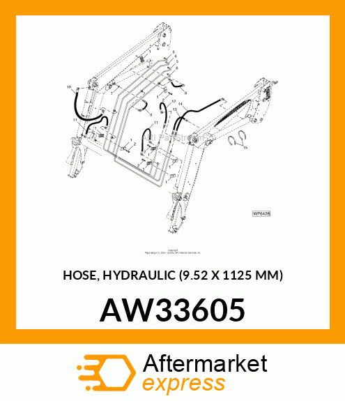 HOSE, HYDRAULIC (9.52 X 1125 MM) AW33605