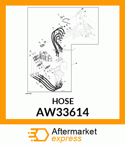 HOSE, HYDRAULIC (9.52 X 1550 MM) AW33614